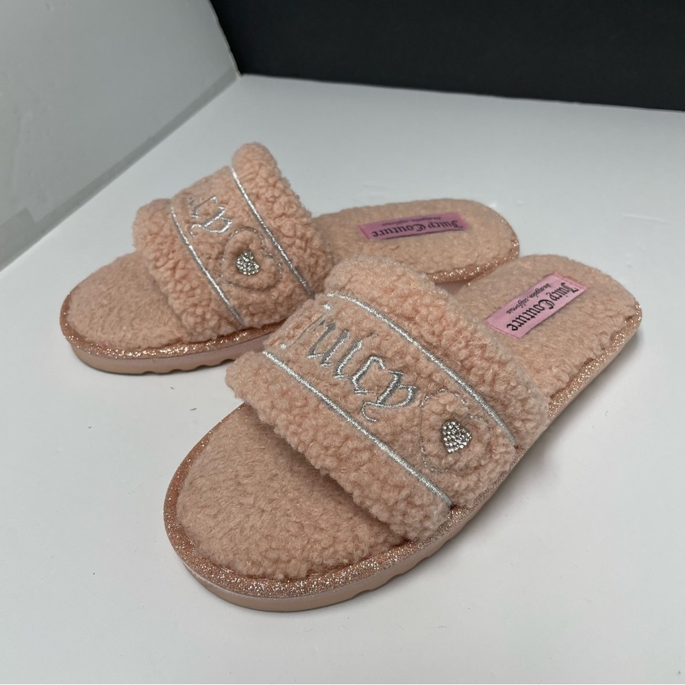 Juicy Couture JC-HEATH Fuzzy Slides size M pink Q-Blush Barbie core